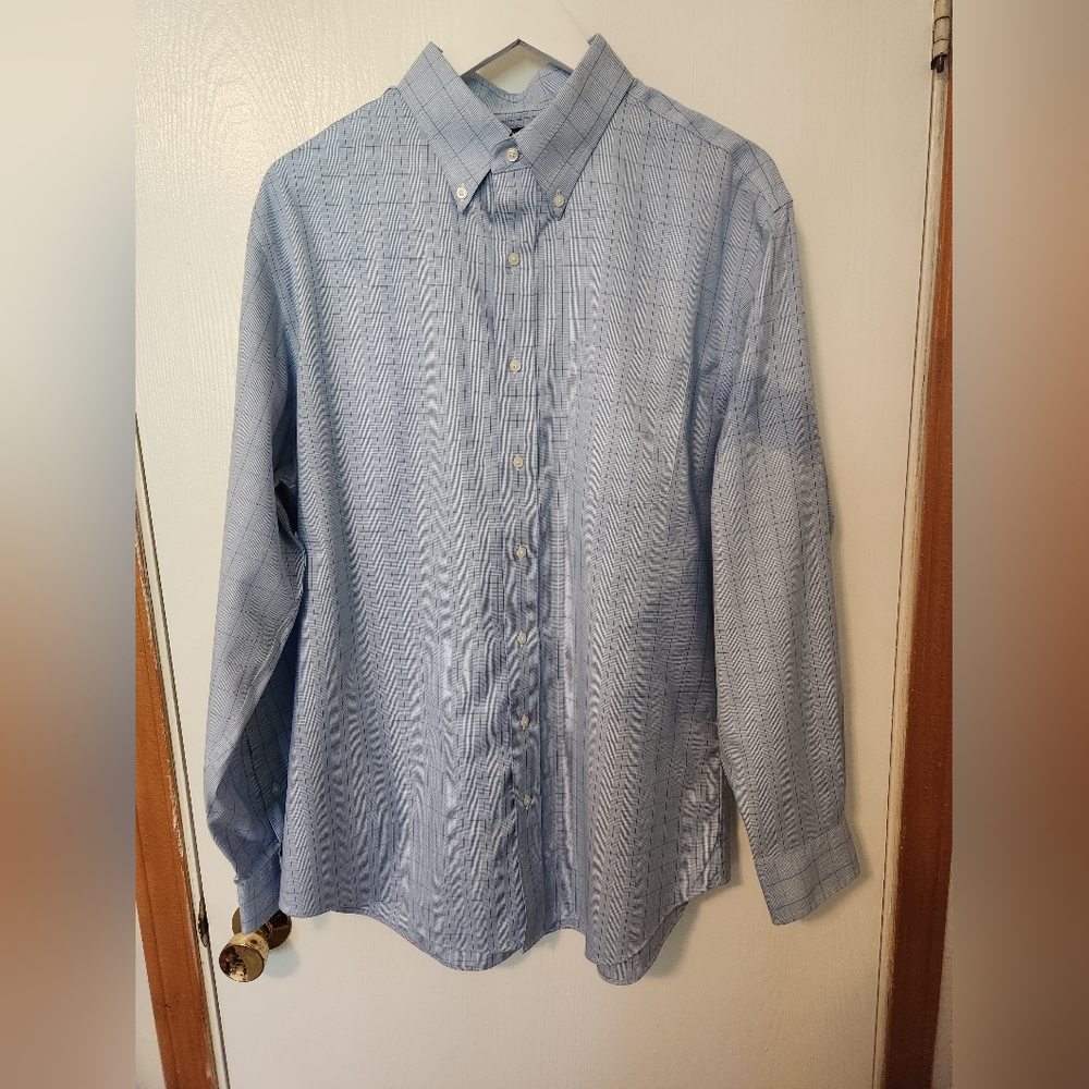 Blue Square Check Jos A. Band Traveler Patterned Dress Shirt
